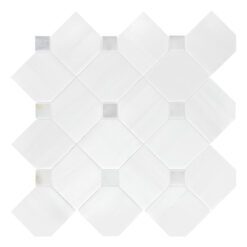 White Gray Dot Marble Mosaic Backsplash Tile BA6304 1