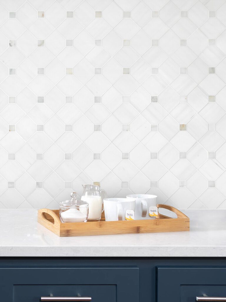 White Gray Dot Marble Mosaic Backsplash Tile