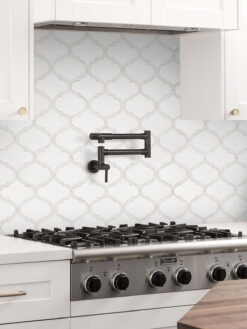 White Kitchen Mother of Pearl Waterjet Backsplash Tile BA7008
