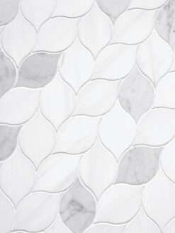 White Gray Marble Leaf Mosaic Backsplash Tile BA6316 4