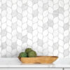 White Gray Marble Leaf Mosaic Tile Backsplash BA6316