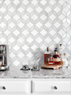 White Gray Waterjet Mosaic Kitchen Backsplash Tile BA6317