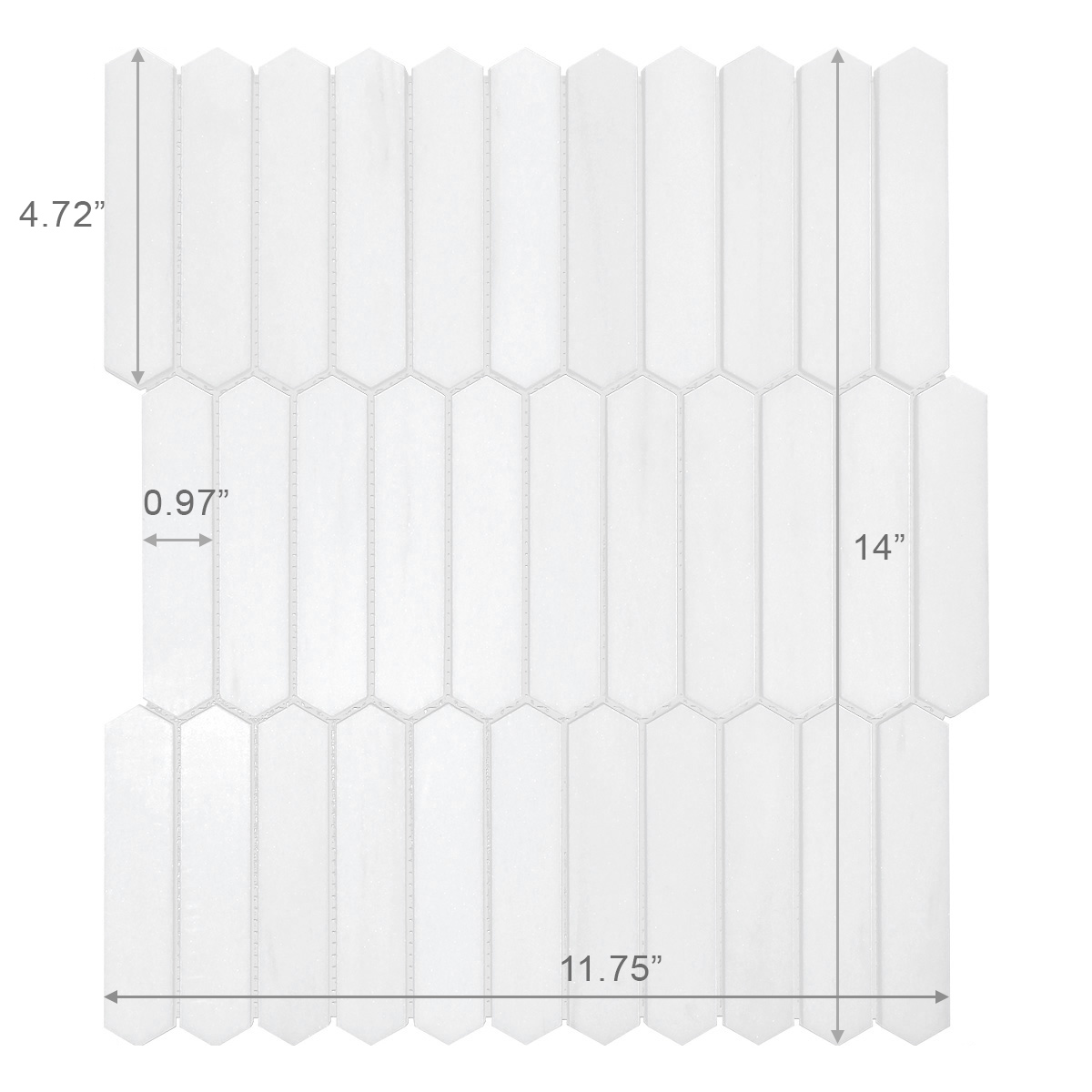 White Marble Small Picket Design Backsplash Mosaic Tile BA6302 11