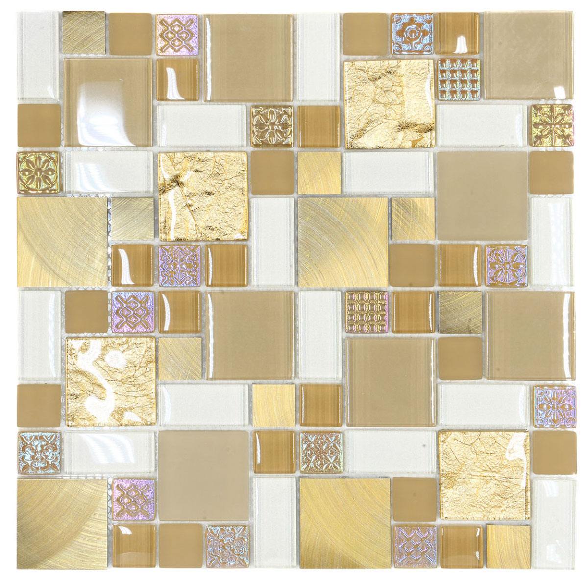 Gorgeous Glass Metal Gold Color Backsplash Tile BA1139
