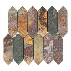 Rustic brown gray picket slate mosaic backsplash tile BA1066 8