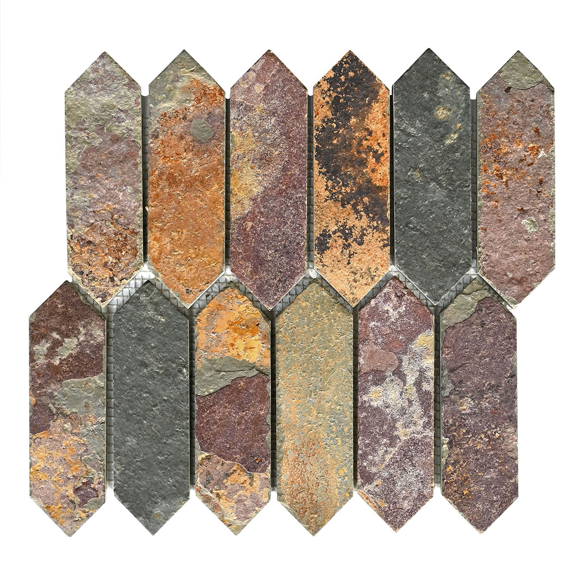 Rustic brown gray picket slate mosaic backsplash tile BA1066 8