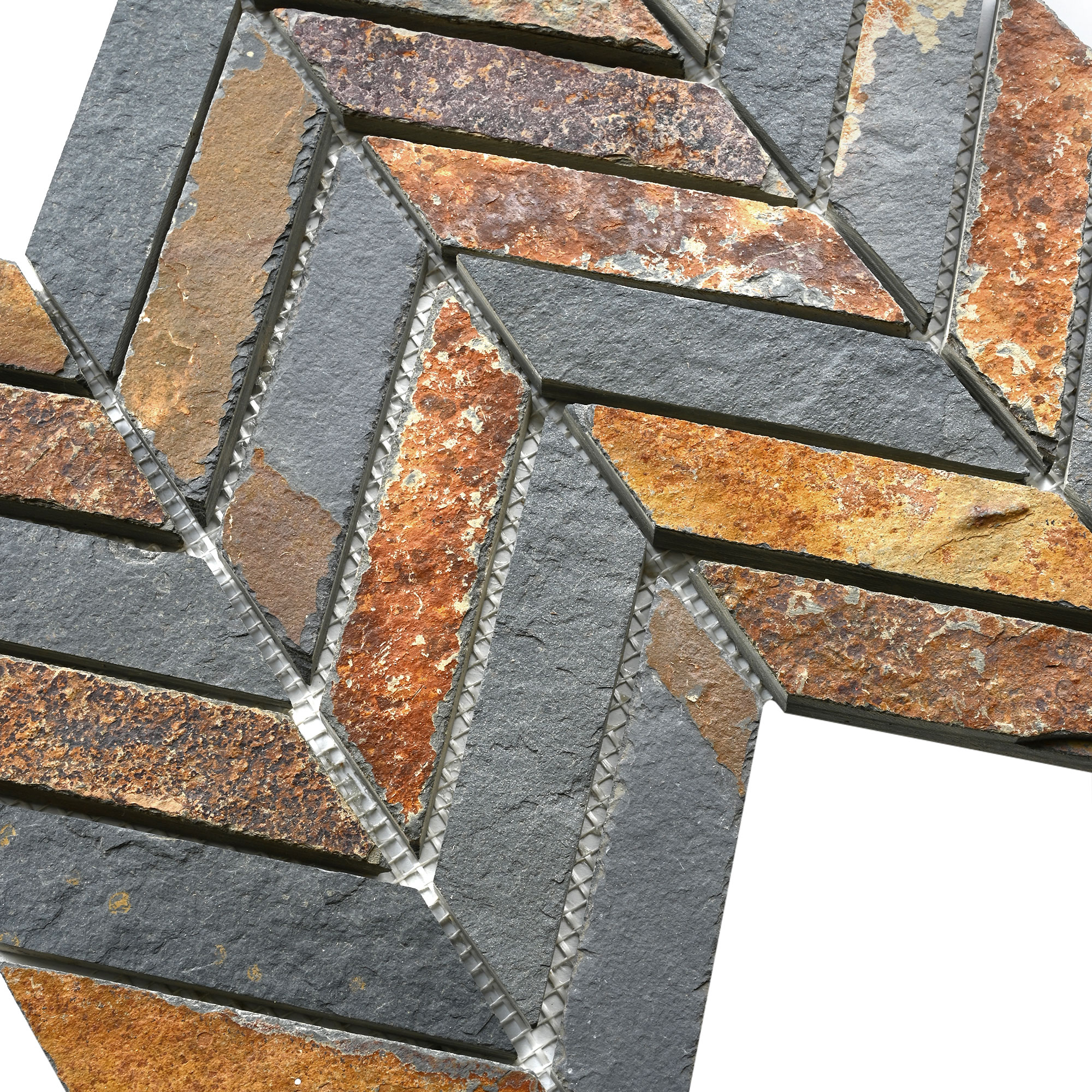 Rustic brown gray slate chevron mosaic backsplash tile ba1065 7