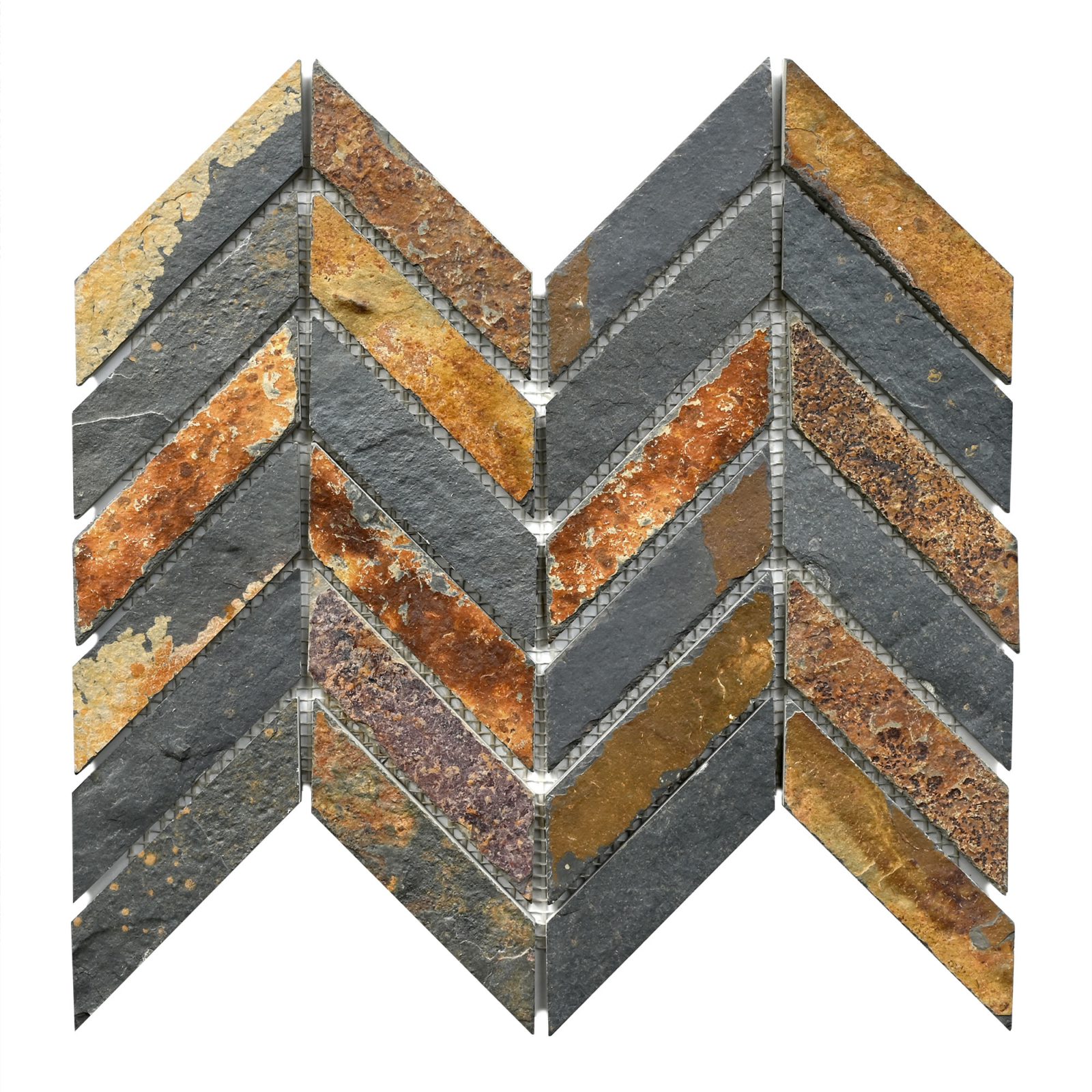 Rustic brown gray slate chevron mosaic backsplash tile ba1065 9