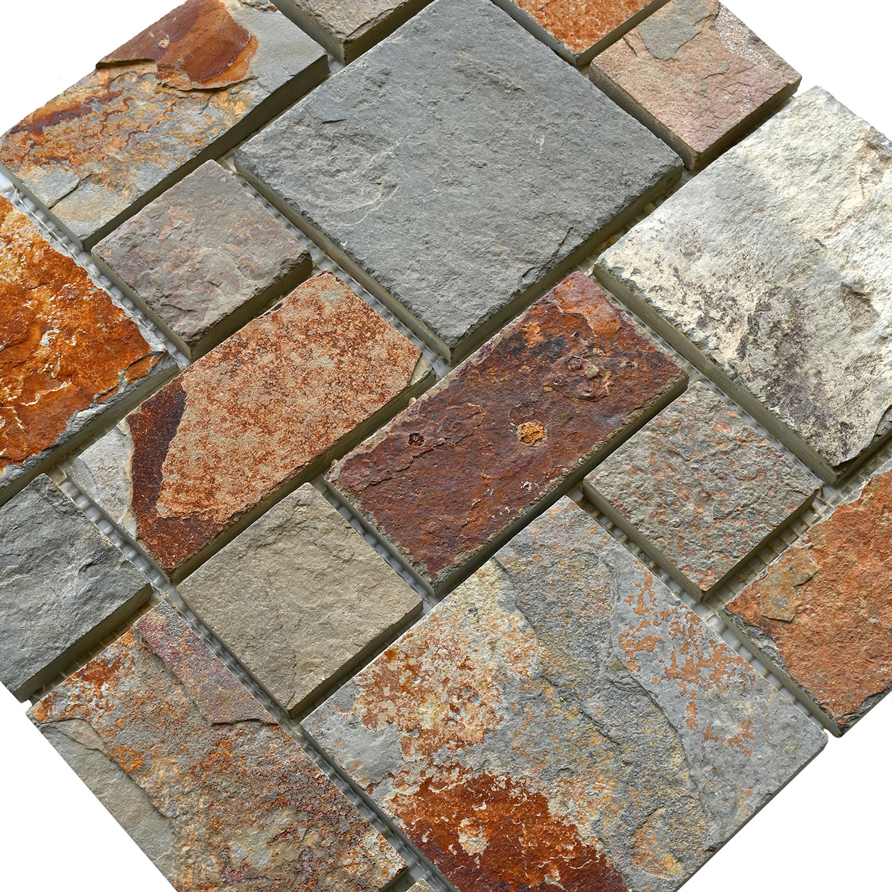 Rustic rusty brown slate stone mosaic tile backsplash BA1064 10
