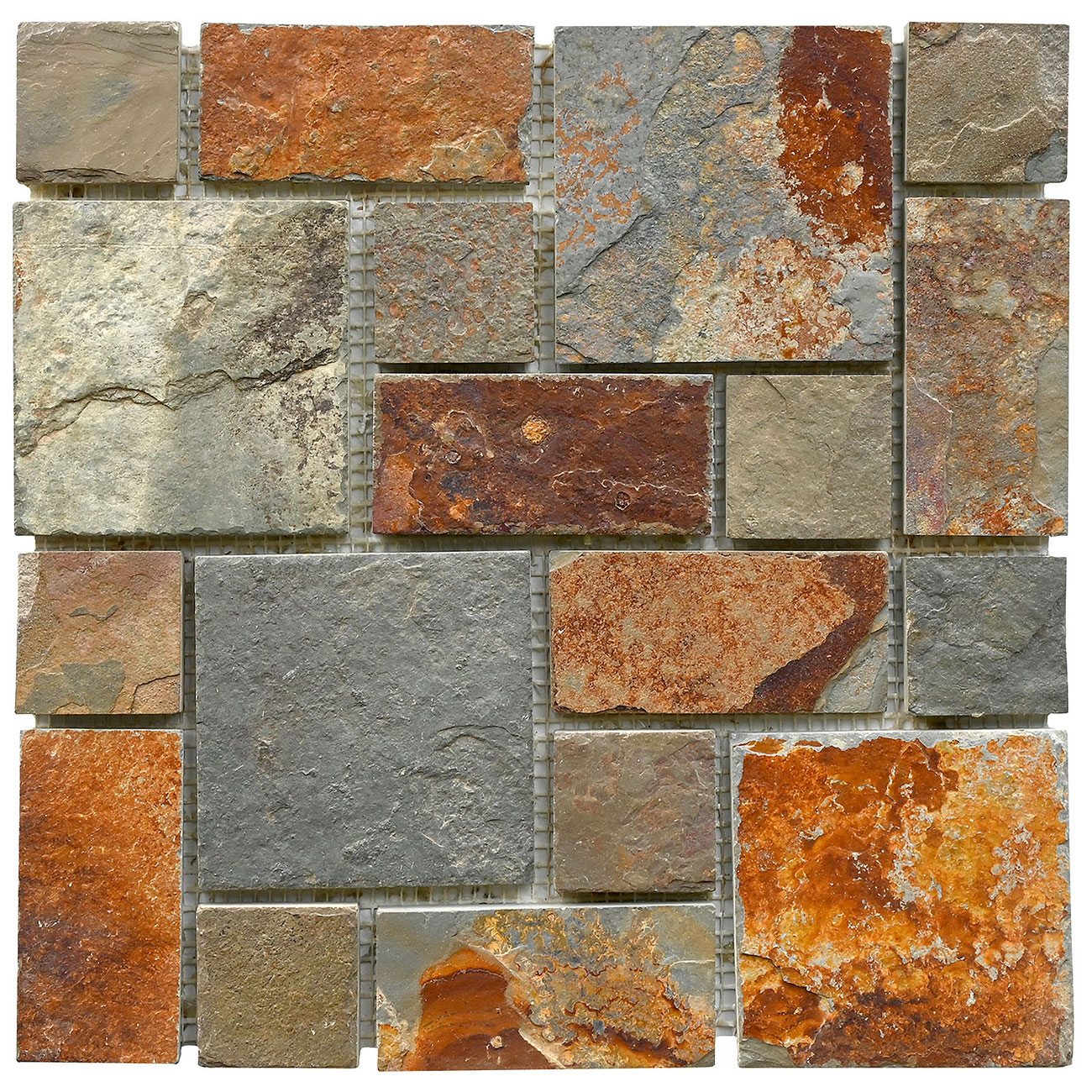 Rustic rusty brown slate stone mosaic tile backsplash BA1064 7