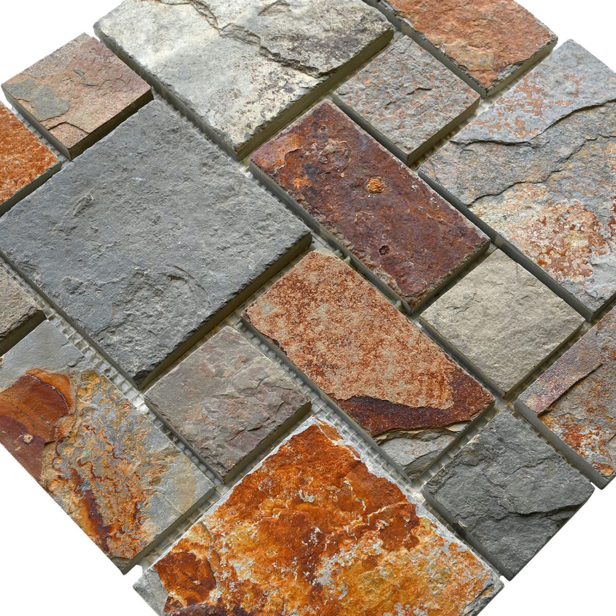 Rustic rusty brown slate stone mosaic tile backsplash BA1064 9