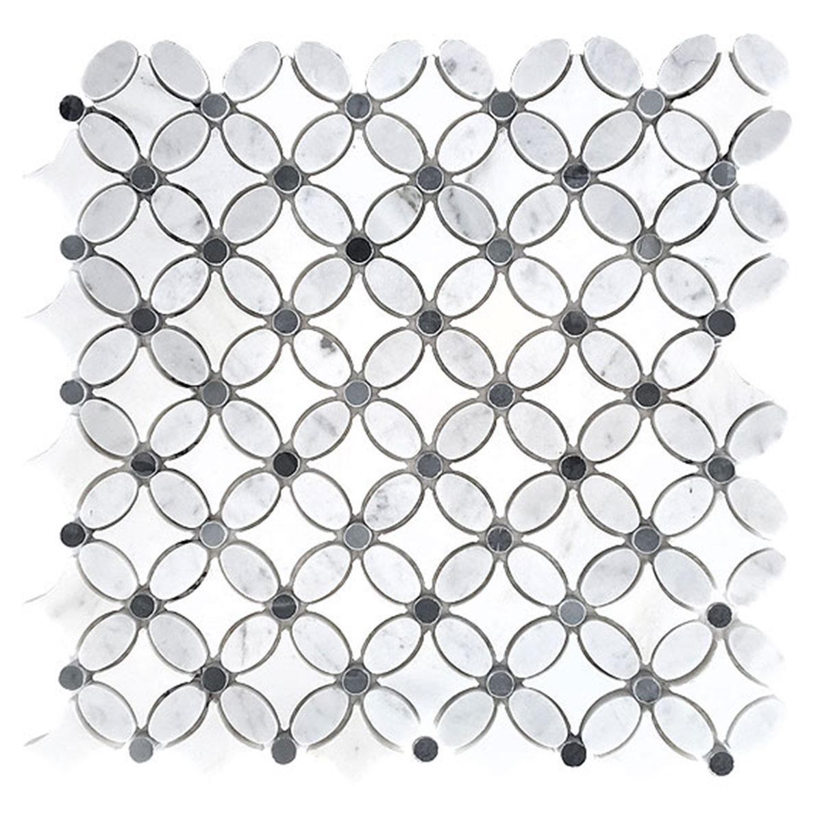 White Gray Marble Flower Mosaic Tile BA45056