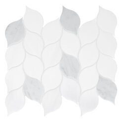 White Gray Marble Leaf Mosaic Backsplash Tile BA6316 1