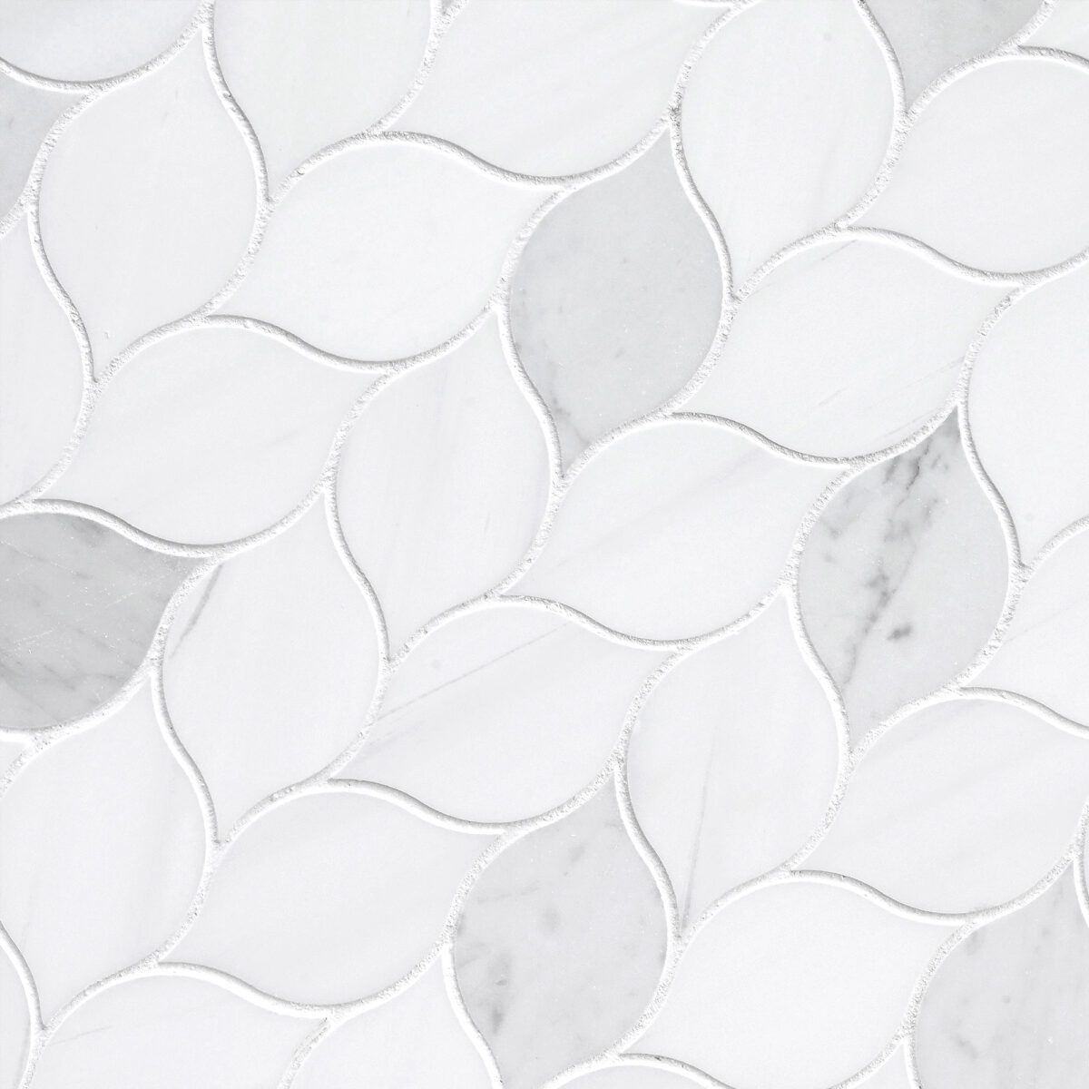 White Gray Marble Leaf Mosaic Backsplash Tile