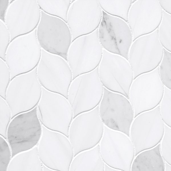 White Gray Marble Leaf Mosaic Backsplash Tile BA6316 13