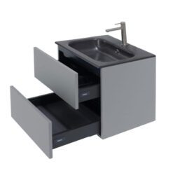 24 inch Dark Oak Single Sink Floating Black Vanity 1 1 2
