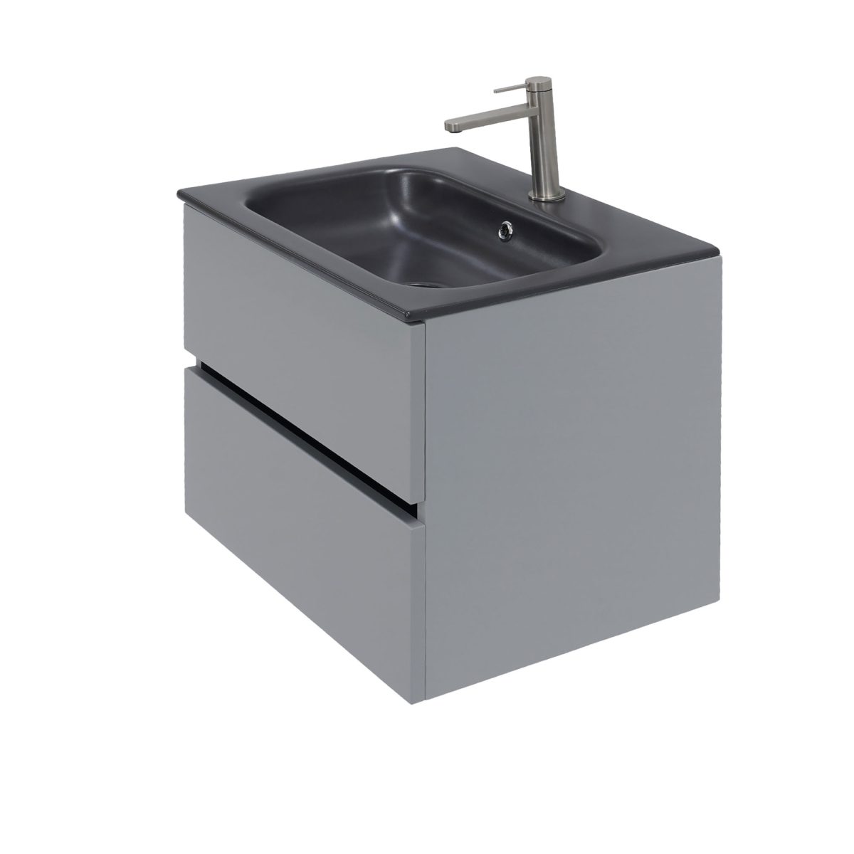 24 inch Dark Oak Single Sink Floating Black Vanity 1 2