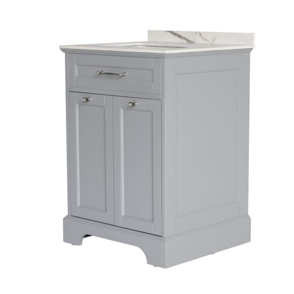 24 inch Gray Single Sink Vanity Side View a
