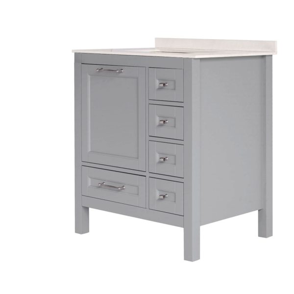 30 inch Gray Single Sink Vanity Cabinet SideView aa