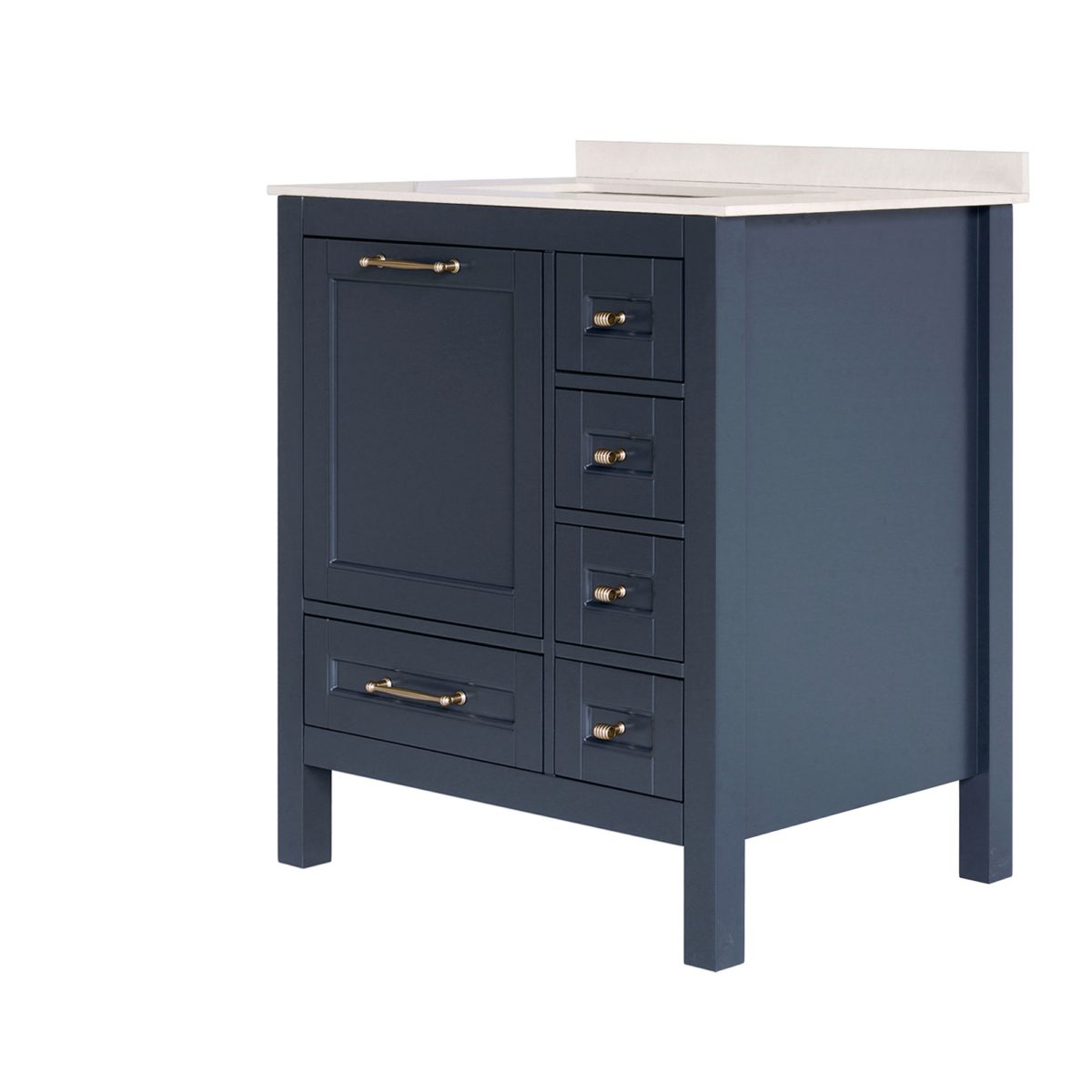 30 inch Navy Blue Single Sink Vanity side view a