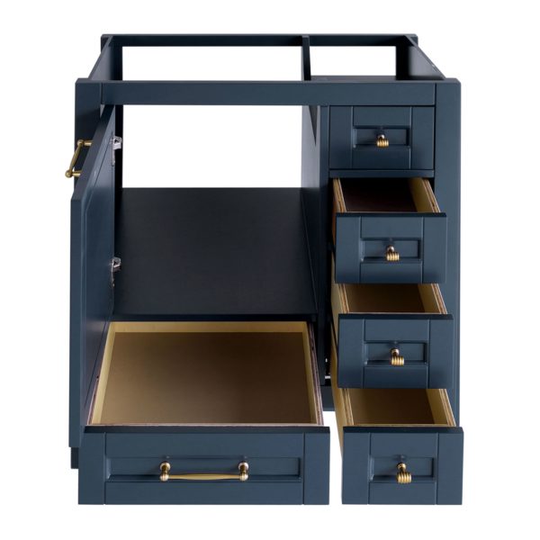 30 inch Navy Blue Single Sink Vanity without top open door a 1