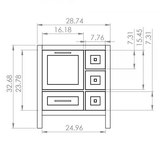 30 inch Single Sink Vanity Cabinet Drawing 2