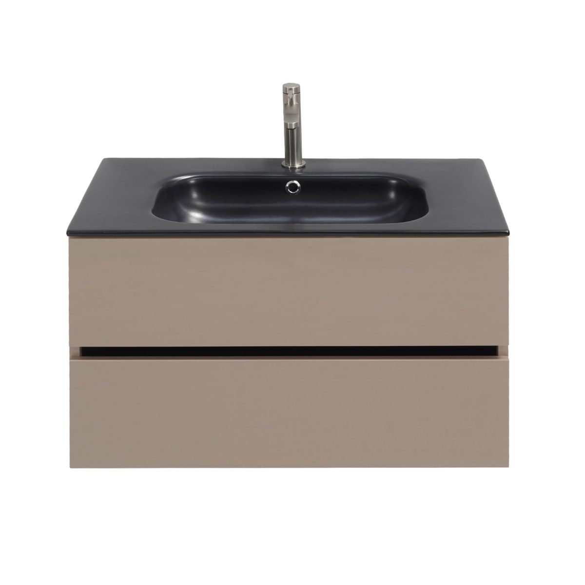 32 inch High Gloss Cappucino single sink floating vanity side view 3