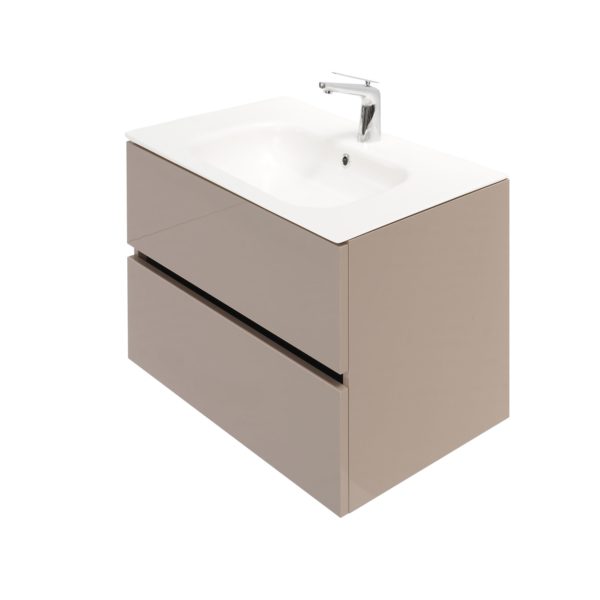 32 inch High Gloss Cappucino single sink floating vanity side view 5