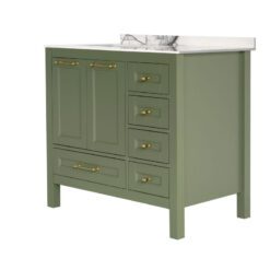 36 inch Green Single Sink Vanity Cabinet sideview a