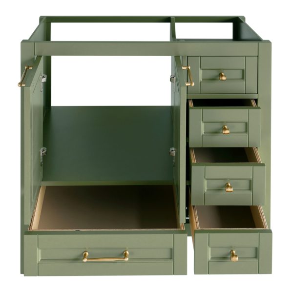 36 inch Green Single Sink Vanity without top open Drawers a