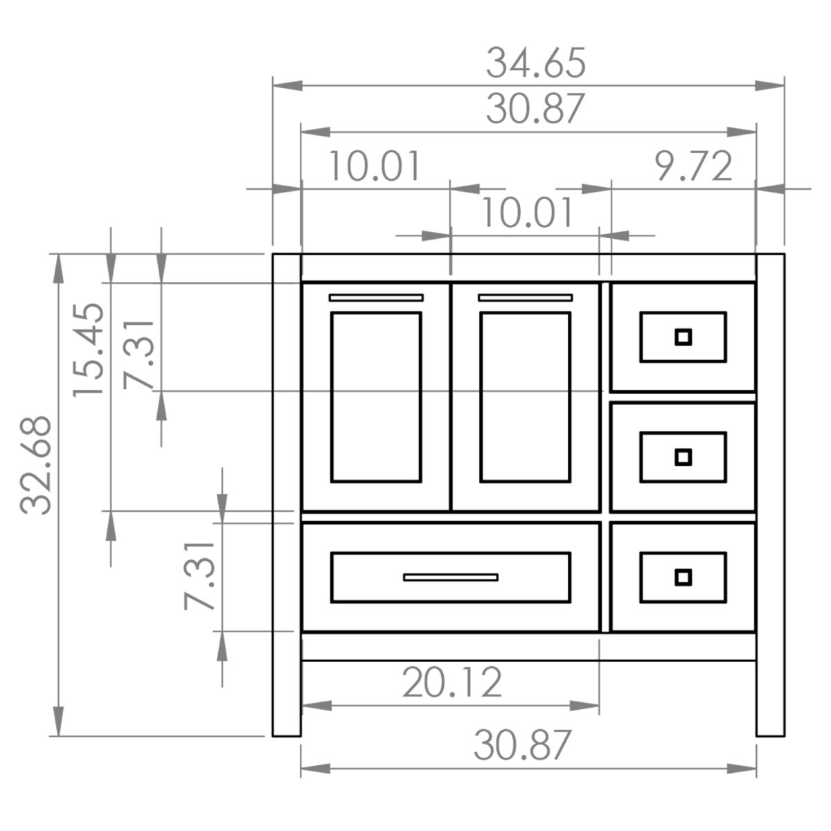 36 inch Single Sink Vanity Cabinet Drawing a 1