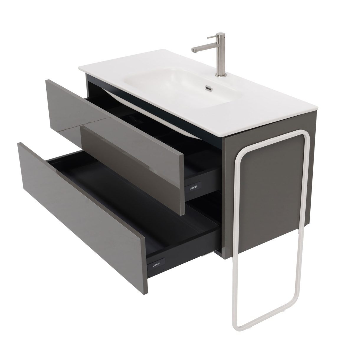 40 inch High Gloss Anthracite Single Sink Floating Vanity 5