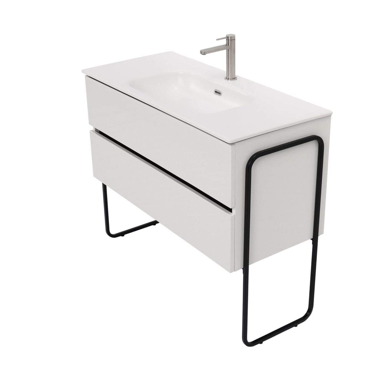 40 inch High Gloss Anthracite Single Sink Floating Vanity 8