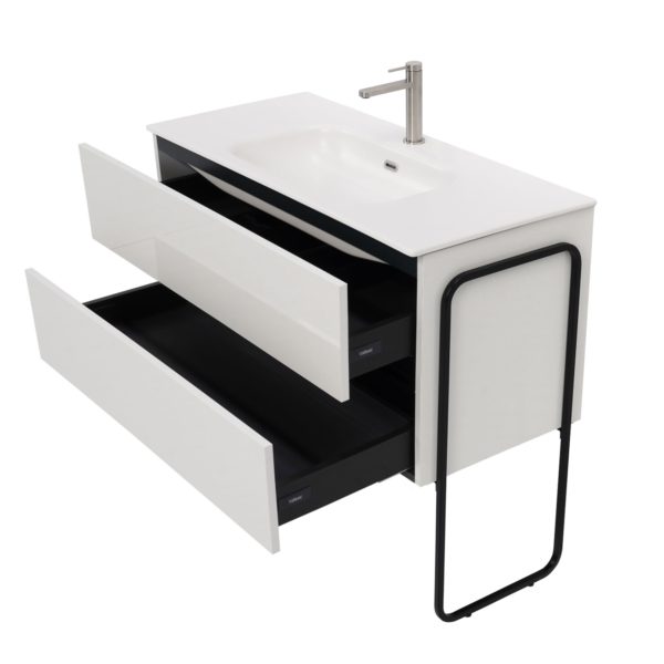 40 inch High Gloss Anthracite Single Sink Floating Vanity 9