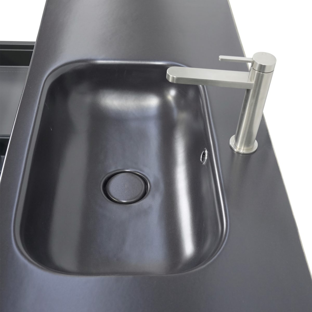 48 inch Dark Oak Single Sink Floating Vanity Black top 2