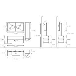 48 inch Dark Oak Single Sink Floating Vanity Drawing 2