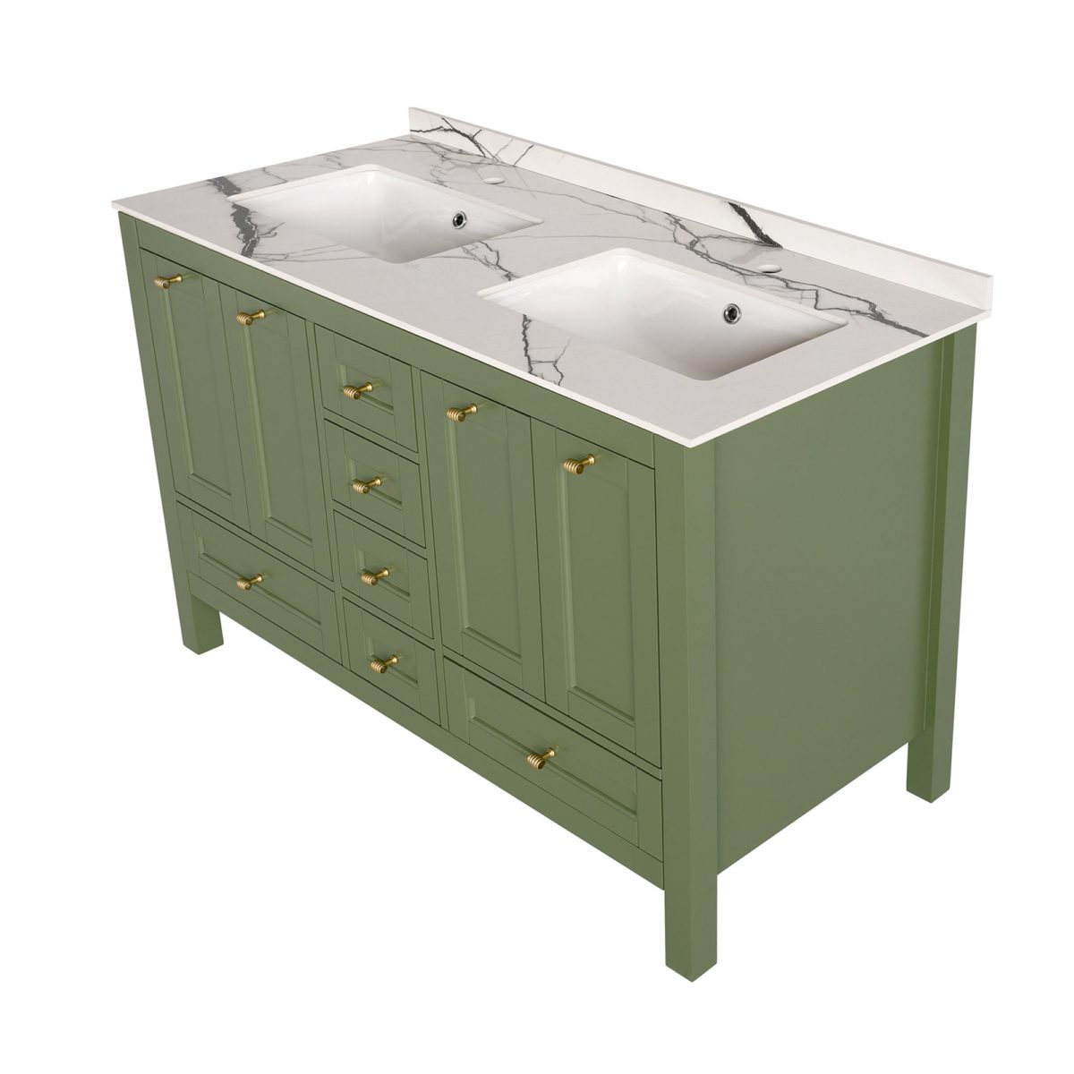 48 inch Green Double Sink Vanity Side view Top a