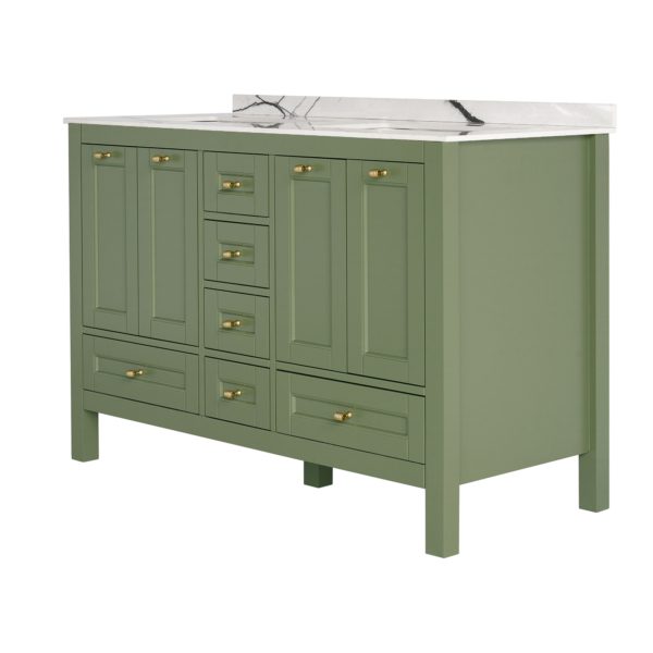 48 inch Green Double Sink Vanity Side view a