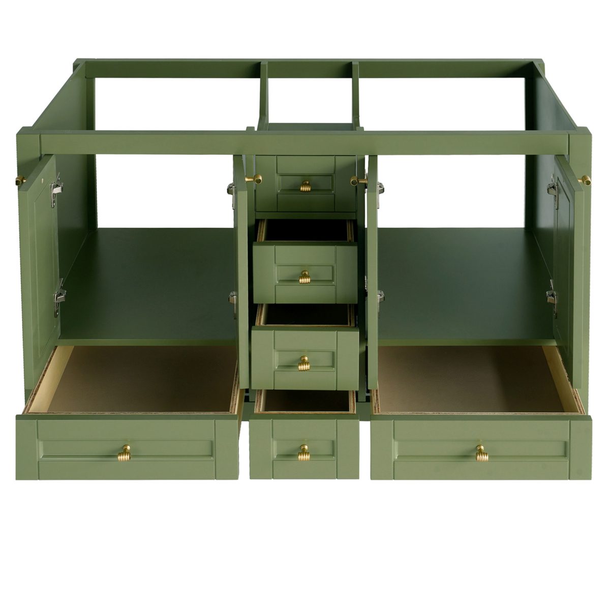 48 inch Green Double Sink Vanity Side view without top open door a