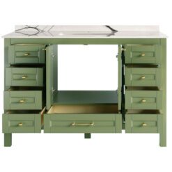 48 inch Green Single Vanity open drawers a