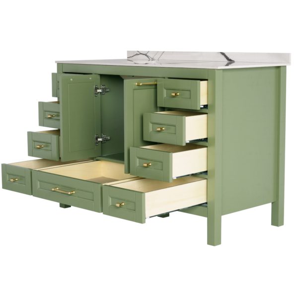 48 inch Green Single Vanity sideview open door a