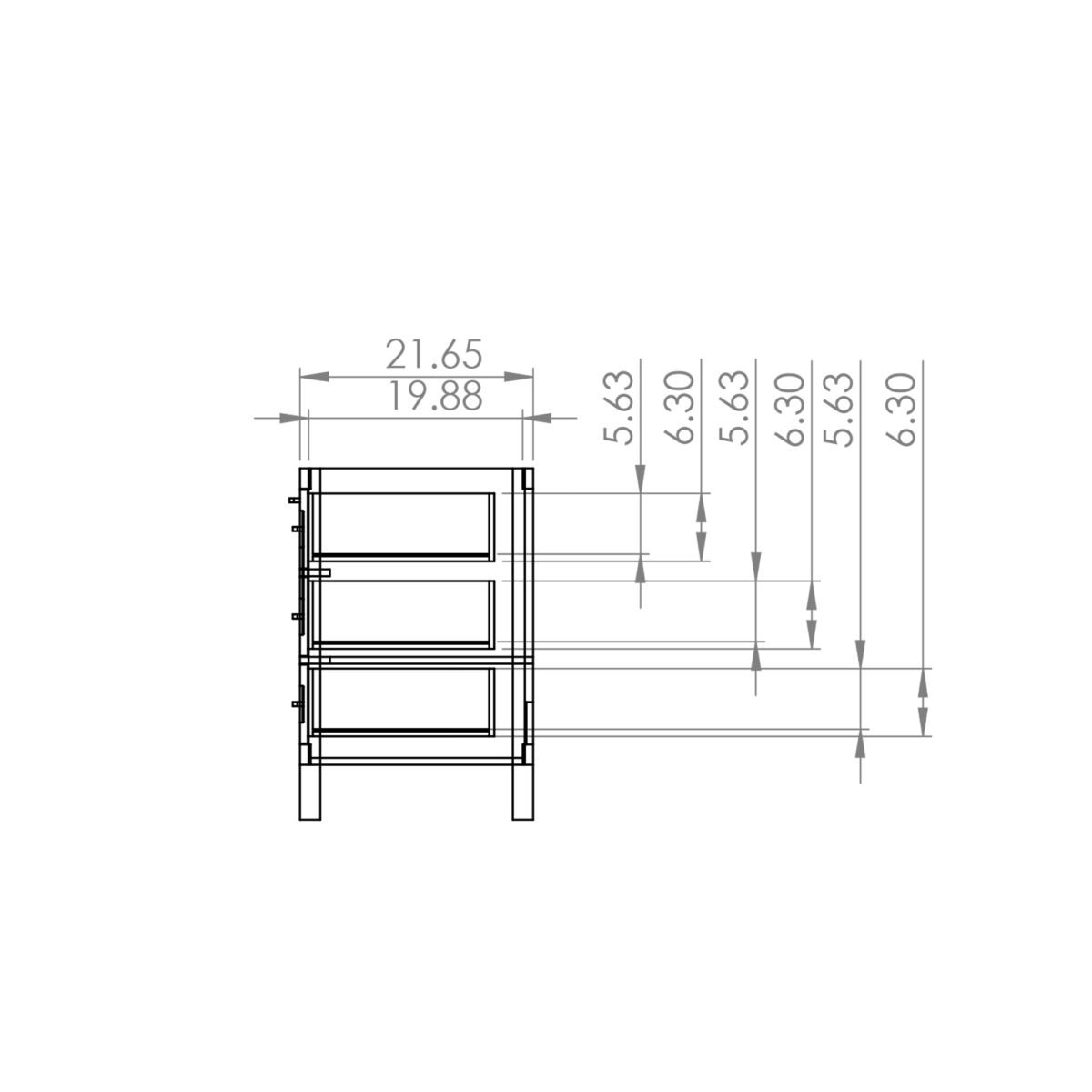 60 inch Double Sink Vanity Side Drawing