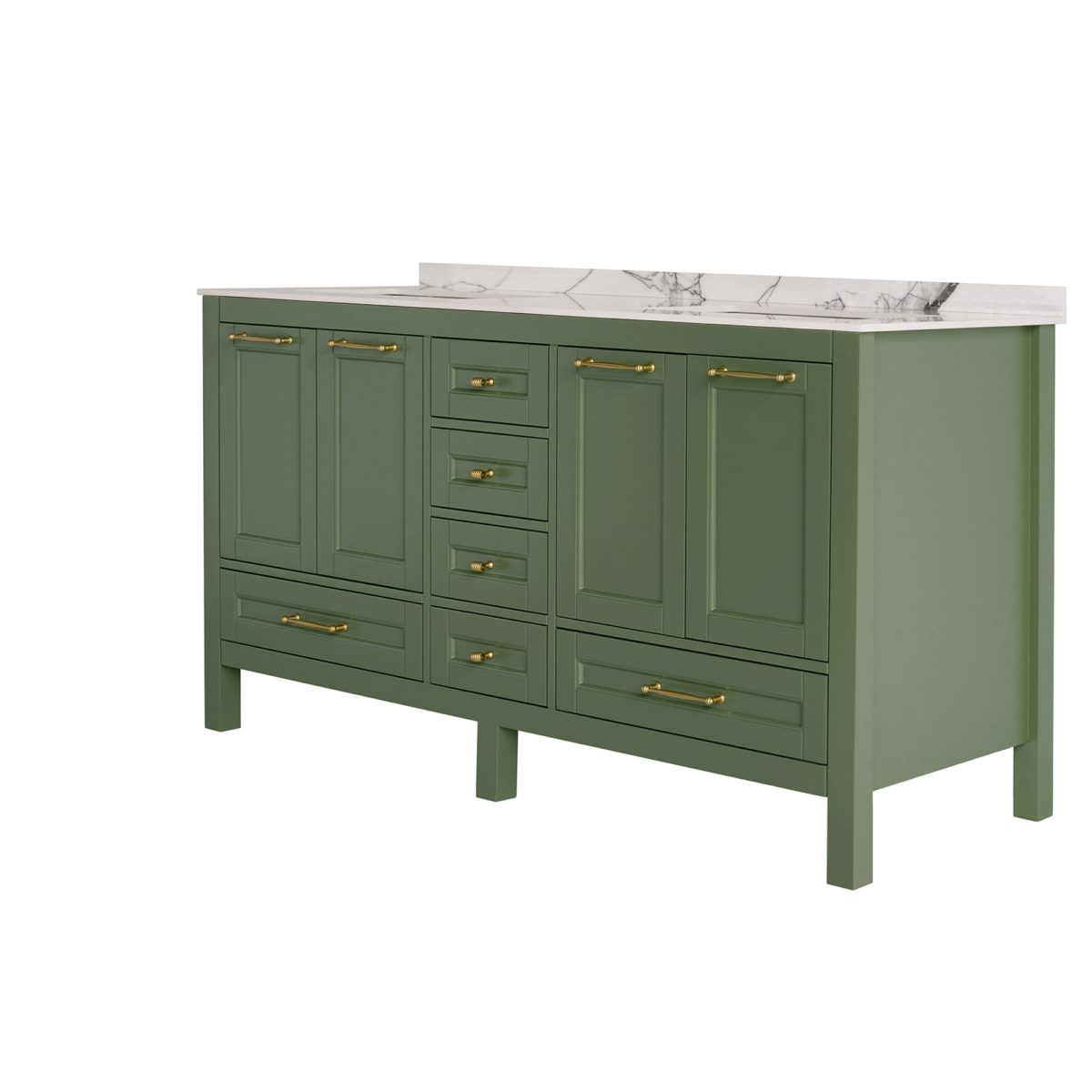 60 inch Green Double sink vanity sideview a