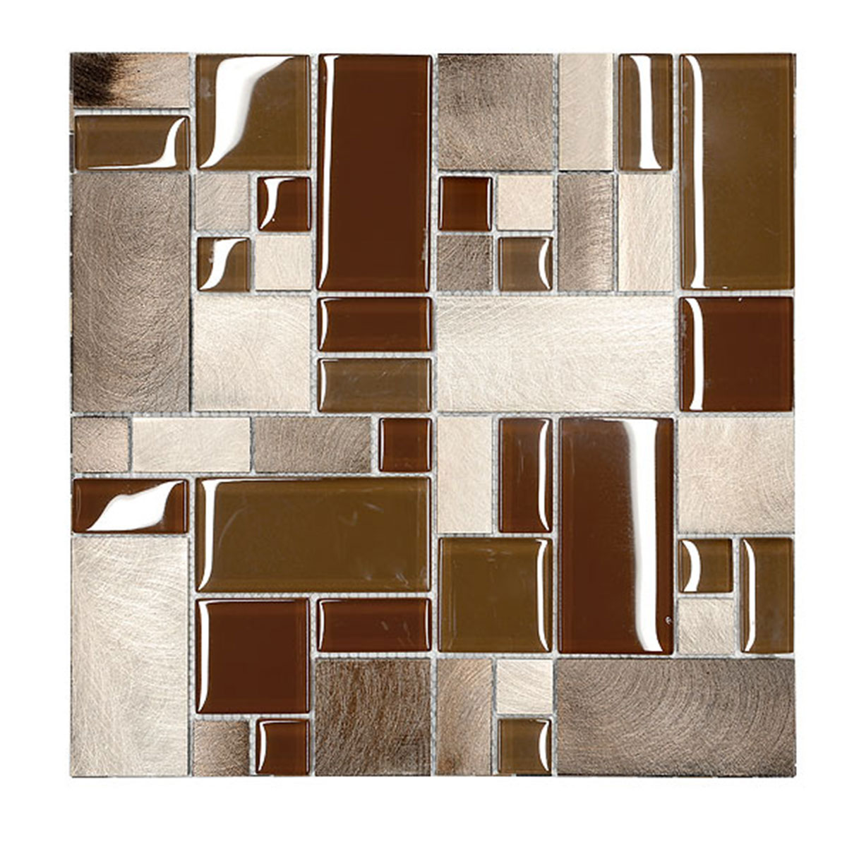Modern Brown Glass and Metal Backsplash Tile BA1122
