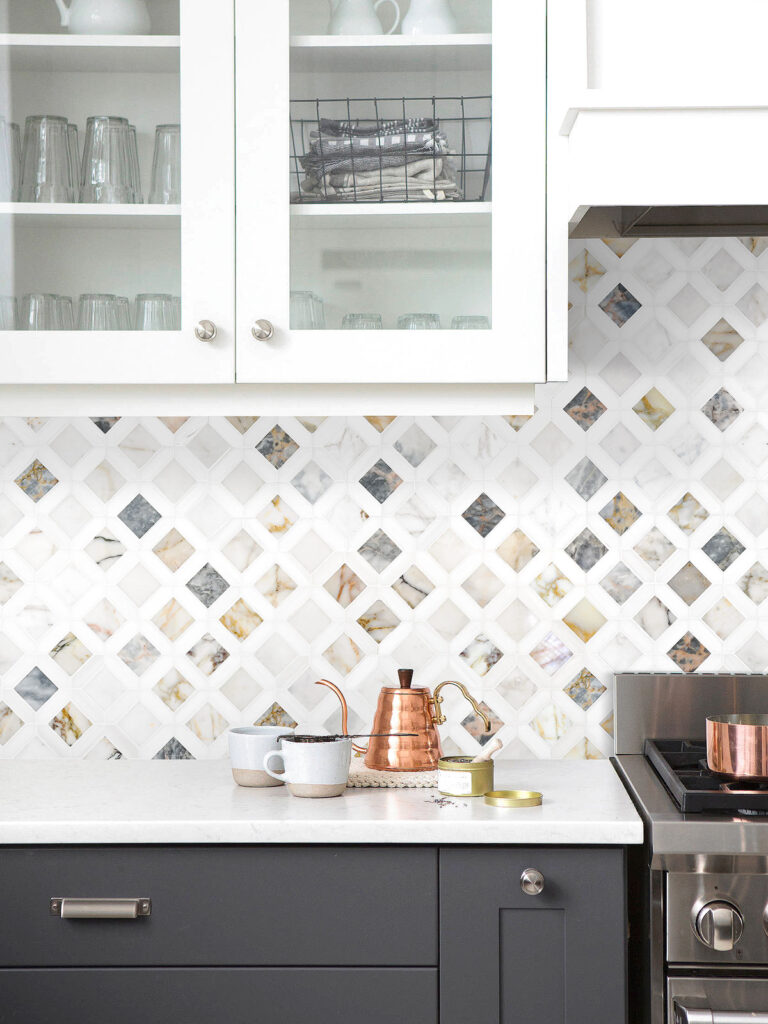 Multi Color Marble Diamond Mosaic Backsplash Tile