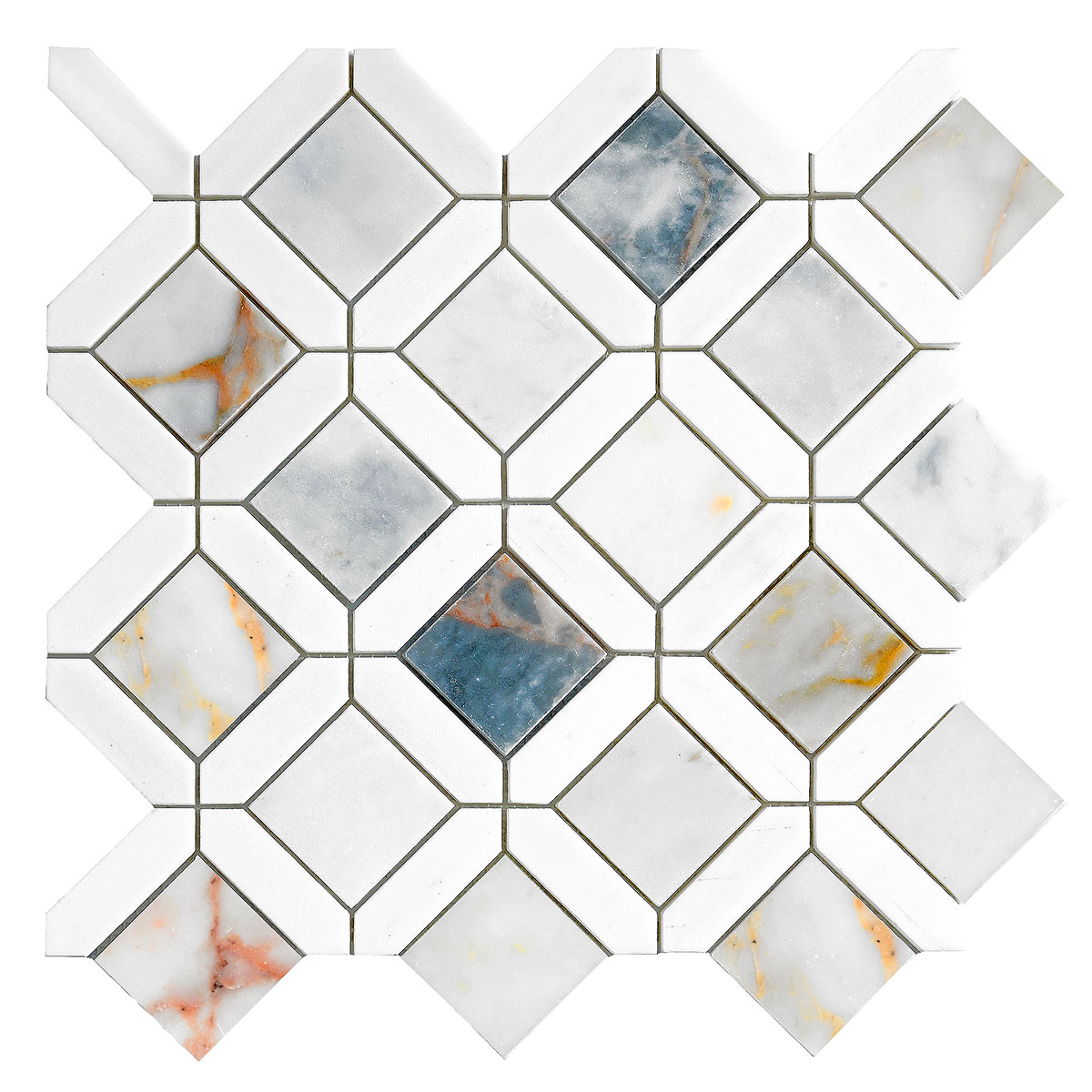 Multi Color Marble Diamond Mosaic Backsplash Tile BA6313 10