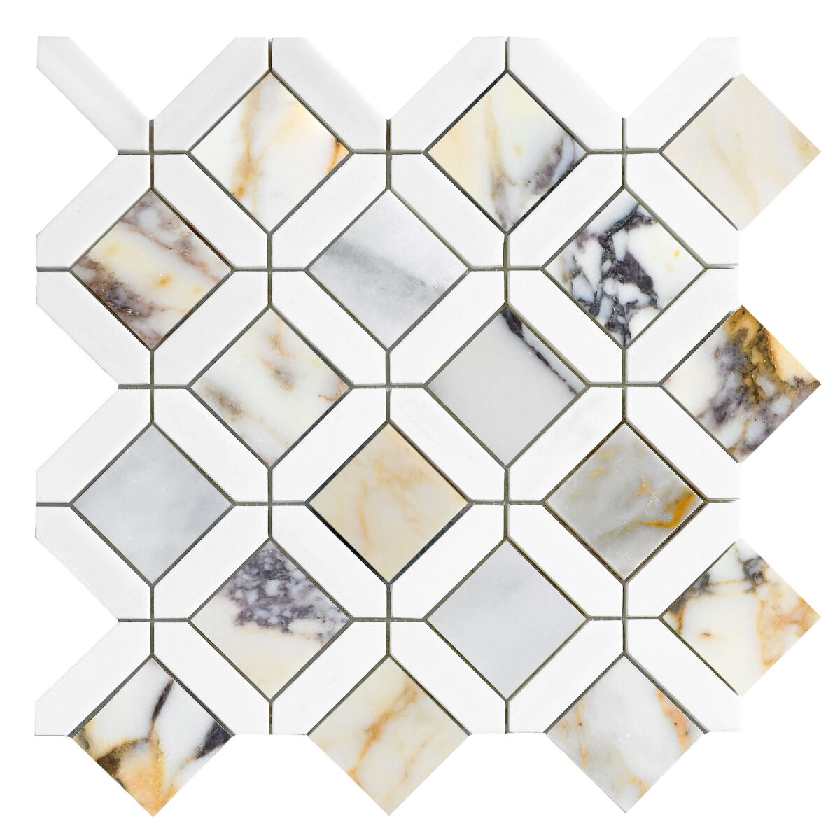 Multi Color Marble Diamond Mosaic Backsplash Tile BA6313 11