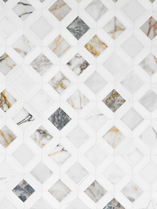 Multi Color Marble Diamond Mosaic Backsplash Tile BA6313 3