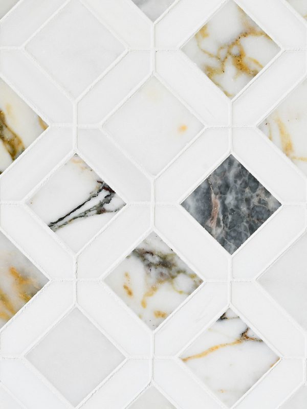 Multi Color Marble Diamond Mosaic Backsplash Tile BA6313 4