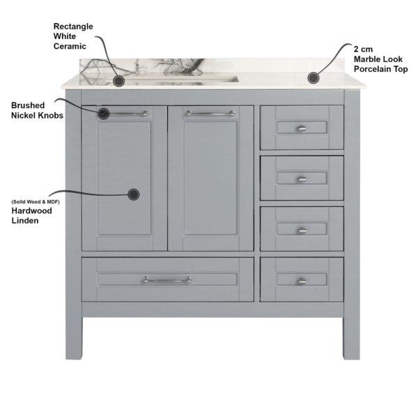 Selena 36 inch Gray Vanity product description